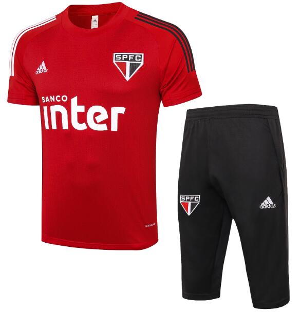 Sao Paulo Red Training Sets Capri Pants with Shirt 2020/21